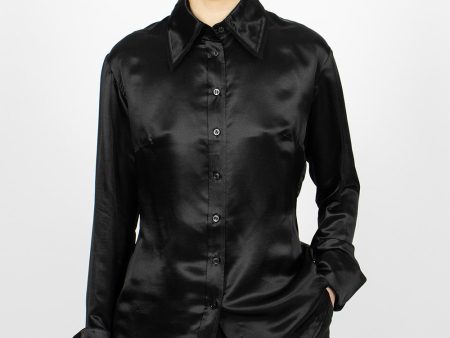 Mesh Collar Blouse Black For Cheap