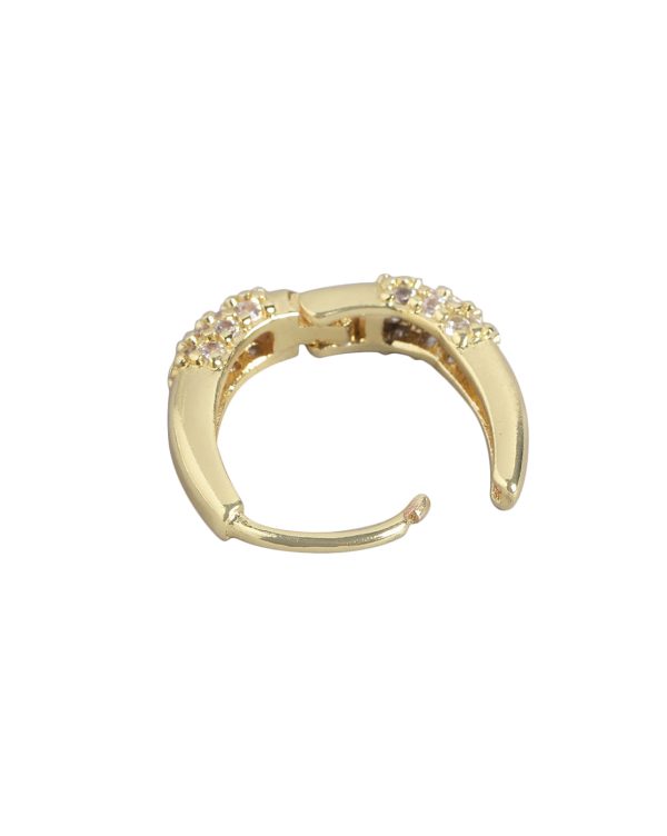 Gold Plated With Cz Petite Hoop Earring For Women Hot on Sale