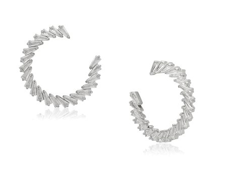 Premium Crystal With Rhodium Plated Half Hoop Earring Fashion