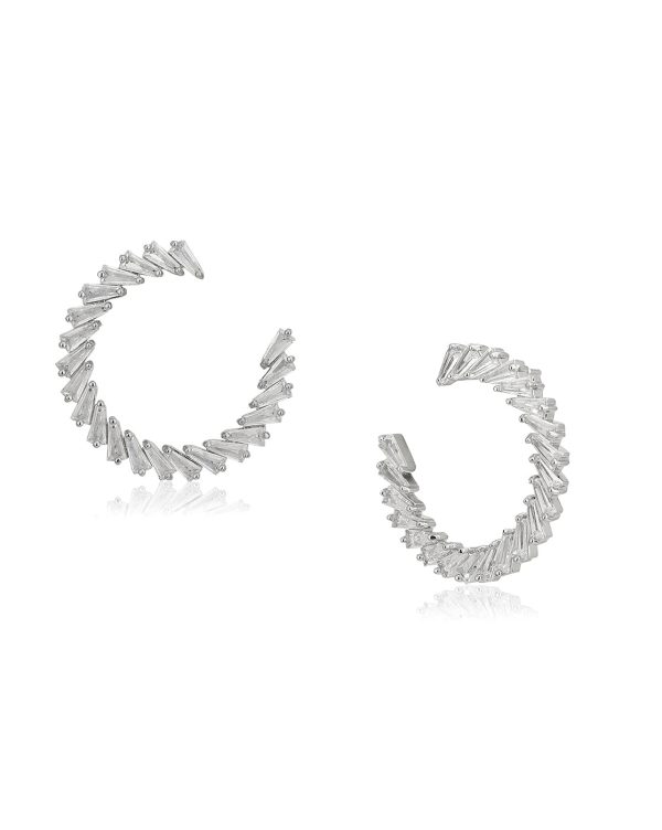 Premium Crystal With Rhodium Plated Half Hoop Earring Fashion