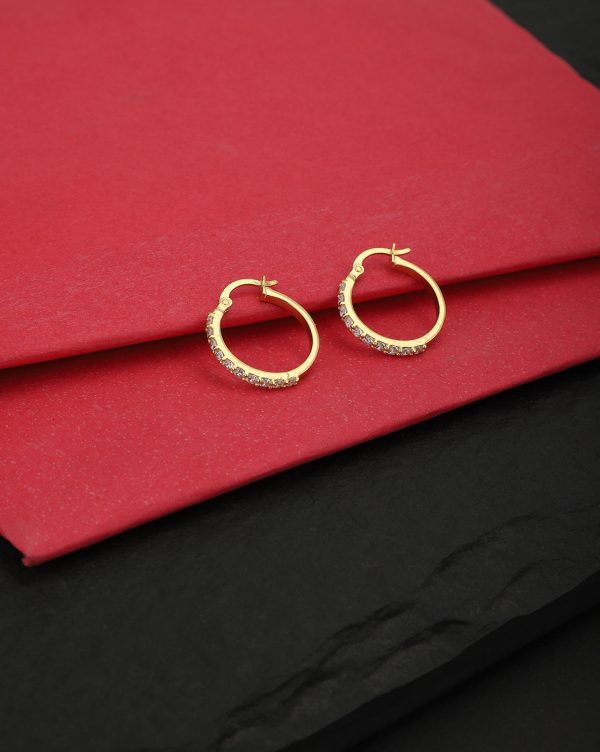 Carlton London Gold Plated Cz Circular Hoop Earring For Women Online