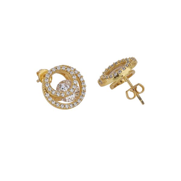 Carlton London Gold Plated Cz Studded Stud Earring For Women Cheap