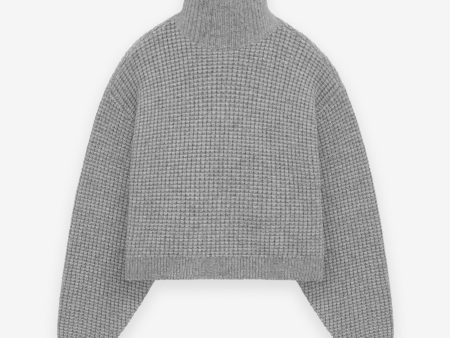 Womens Heavy Waffle Cropped Turtleneck For Cheap