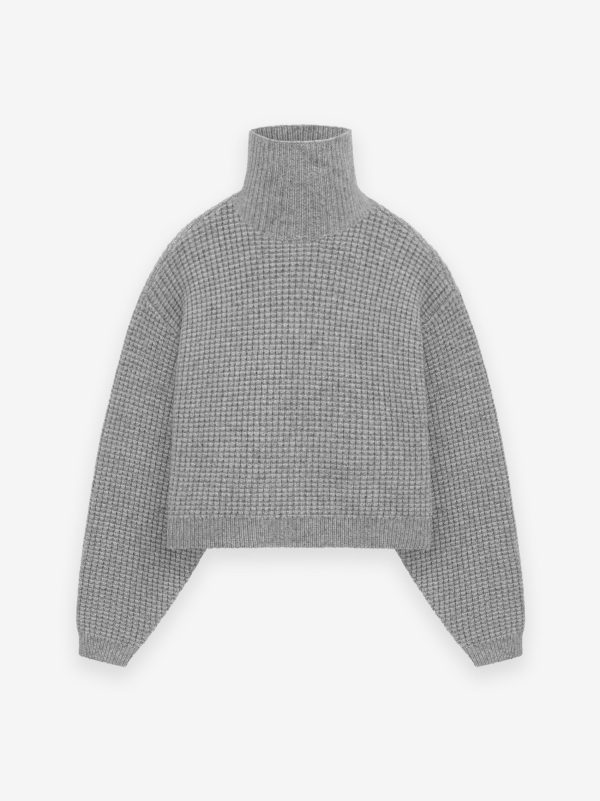 Womens Heavy Waffle Cropped Turtleneck For Cheap