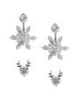 Set Of 2 Rhodium Plated Cz Floral Stud & Drop Earring For Women Hot on Sale