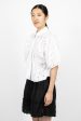 Front Bow Gathered Puff Sleeve Shirt White Sale