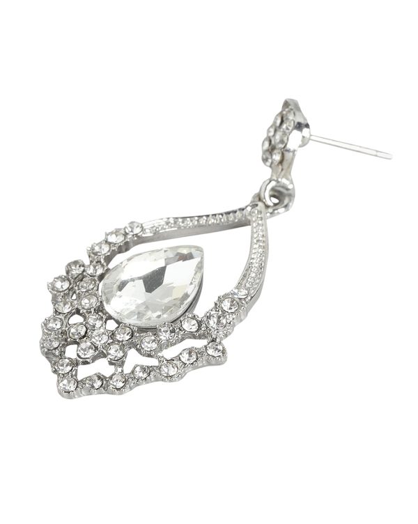 Rhodium Plated With Crystal Fancy Drop Earring For Women Sale