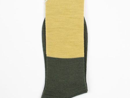 ANP-92M Two Tone Rib Sock Khaki Cream Hot on Sale