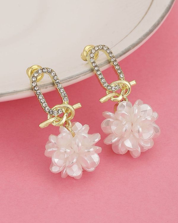 Gold Plated With Cz Floral Drop Earring For Women For Cheap