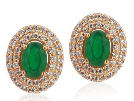 Carlton London Gold Plated Green Stone Cz Stud Earring For Women Online Hot Sale