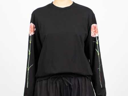 Carnation Print LS T-Shirt Black Discount