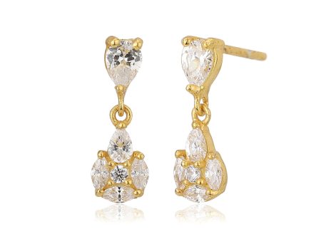 Carlton London Gold Plated Cz Teardrop Drop Earring For Women For Sale