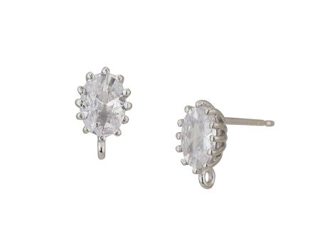 Carlton London Rhodium Plated Cz Stud Earring For Women Discount