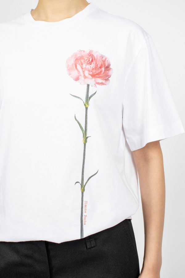 Carnation Print T-Shirt White For Cheap