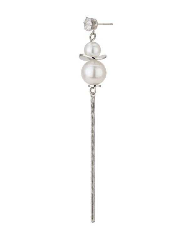 Carlton London Rhodium Plated White Pearl Spherical Drop Earring For Women Online now