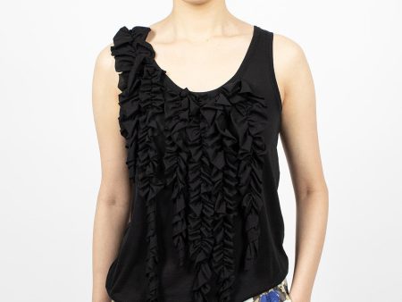 Asymmetric Ruffle Top Black Online Hot Sale