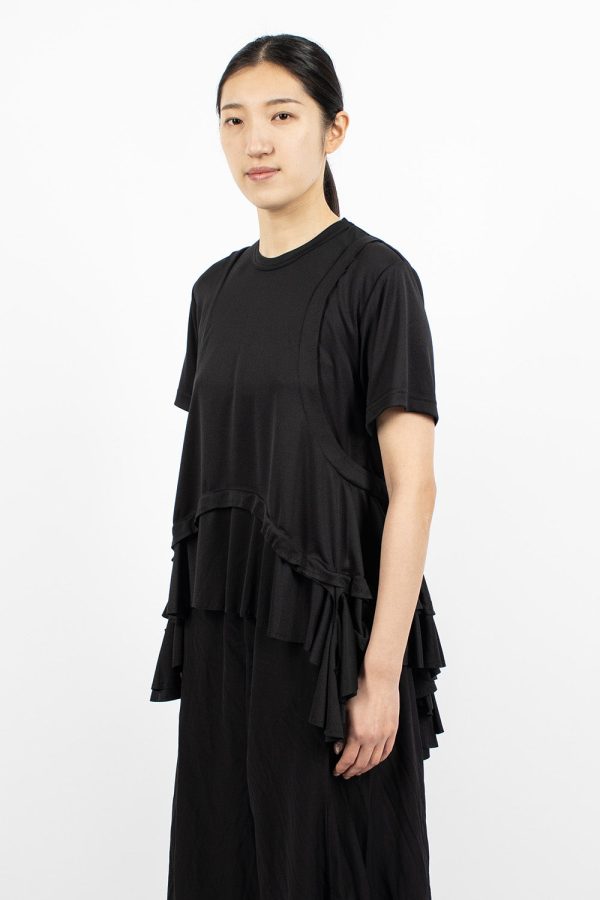 Ruffled Hem T-Shirt Black Supply