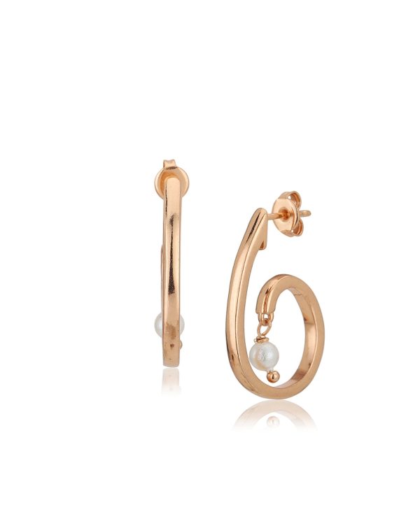 Carlton London 18Kt Rose Gold Plated  Half Hoop Earrings With Pearl Online