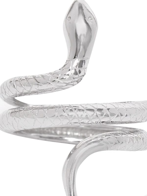 Carlton London Rhodium Plated Silver Toned Snake Shape Adjustable Finger Ring For Women For Discount