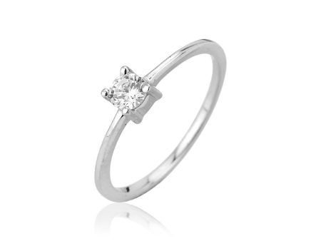 Carlton London 925 Sterling Silver Rhodium Plated Silver Toned Cz Stone Studded Finger Ring For Women Discount