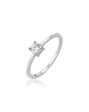 Carlton London 925 Sterling Silver Rhodium Plated Silver Toned Cz Stone Studded Finger Ring For Women Discount