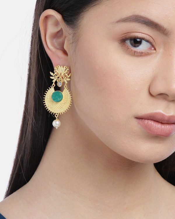 Carlton London Gold Plated Cz Contemporary Drop Earring For Women Online Sale