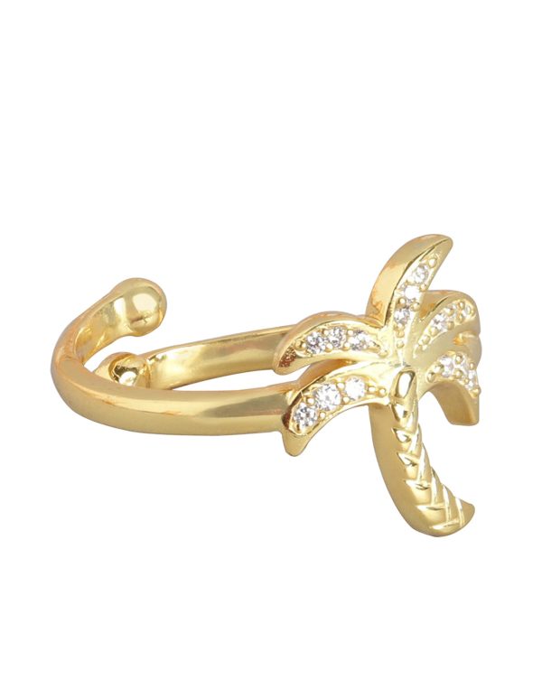 Carlton London Gold Plated Cz Studded Tree Contemporary Adjustable Finger Ring For Women Hot on Sale