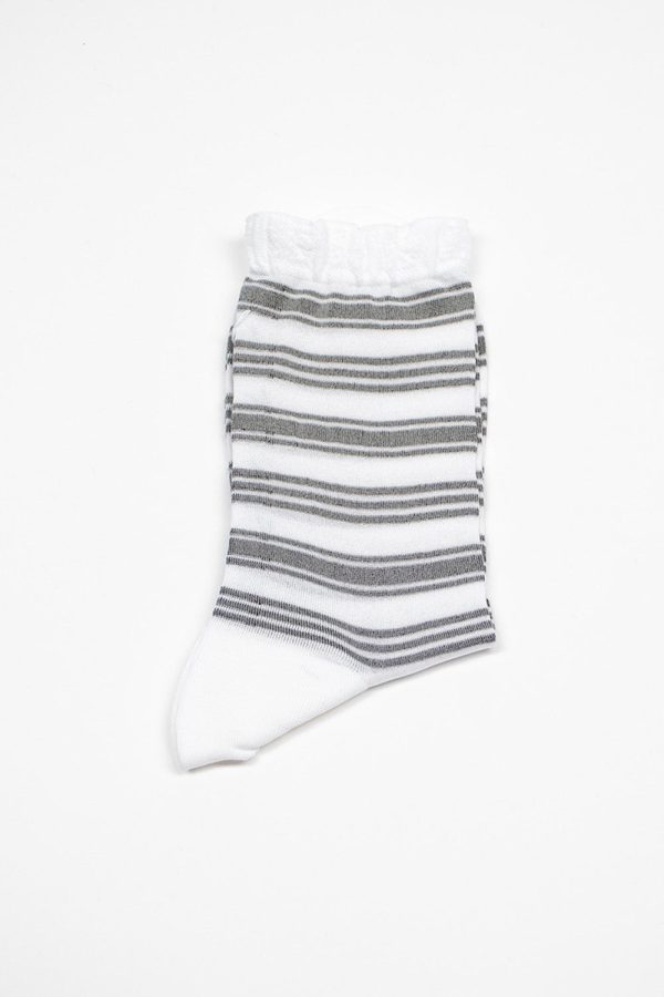 AM-781 Border Socks Black White Fashion