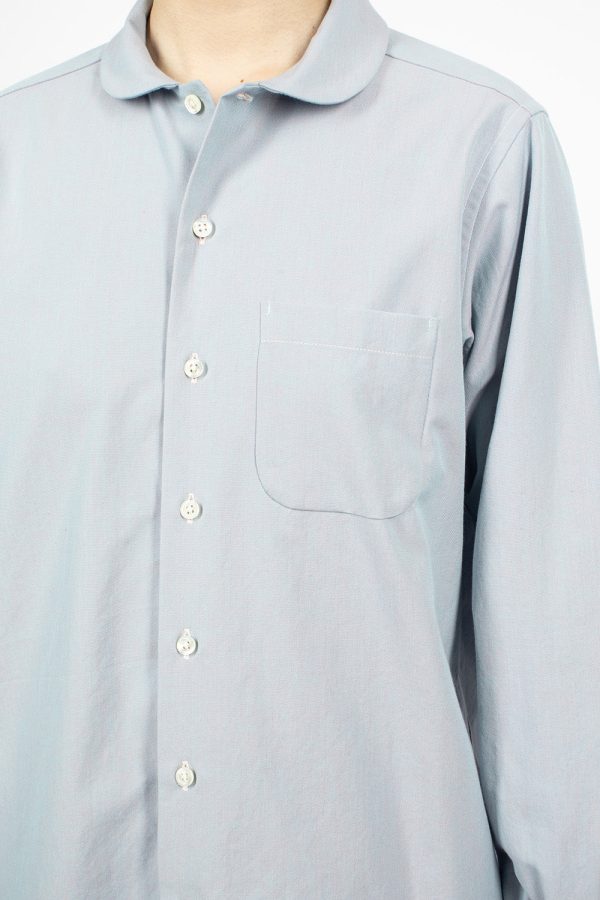 Rounded Collar Shirt Blue Iridescent Hot on Sale