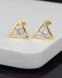 Carlton London Gold Plated Cz Triangular Stud Earring For Women Cheap