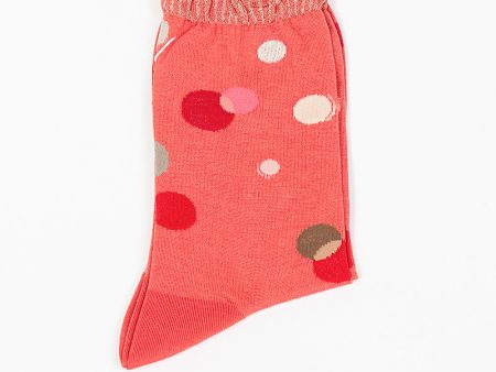 Metallic Thread Polka Ankle Sock Orange Discount