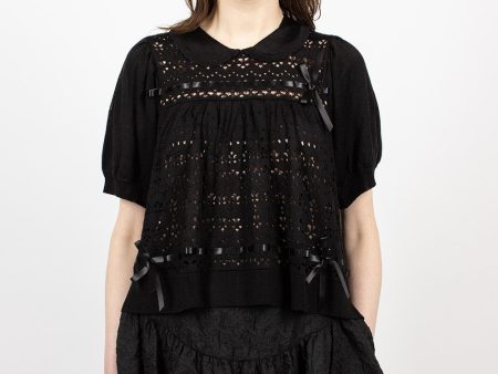 Pointelle Knit jumper Black Online Sale