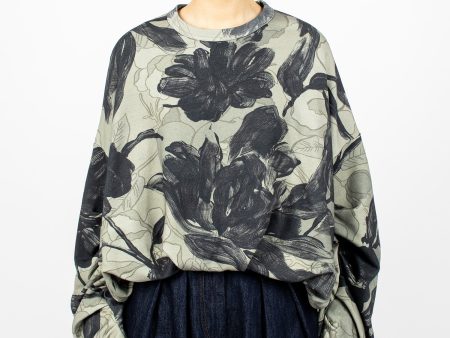 Draped Sweatshirt Anthracite Green Hot on Sale