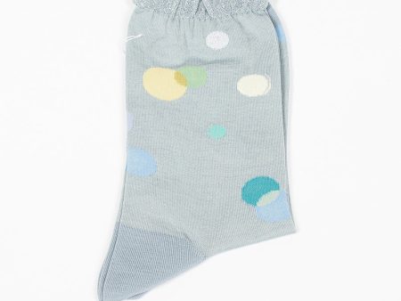 Metallic Thread Polka Ankle Sock Blue Fashion