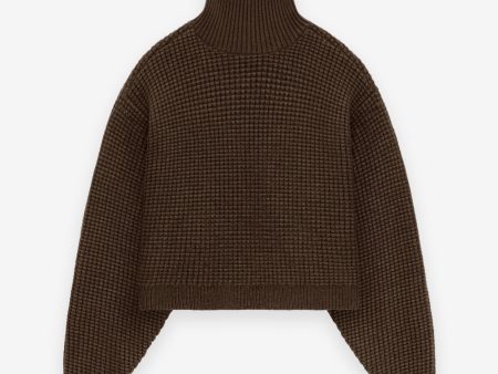 Women s Heavy Waffle Cropped Turtleneck Online