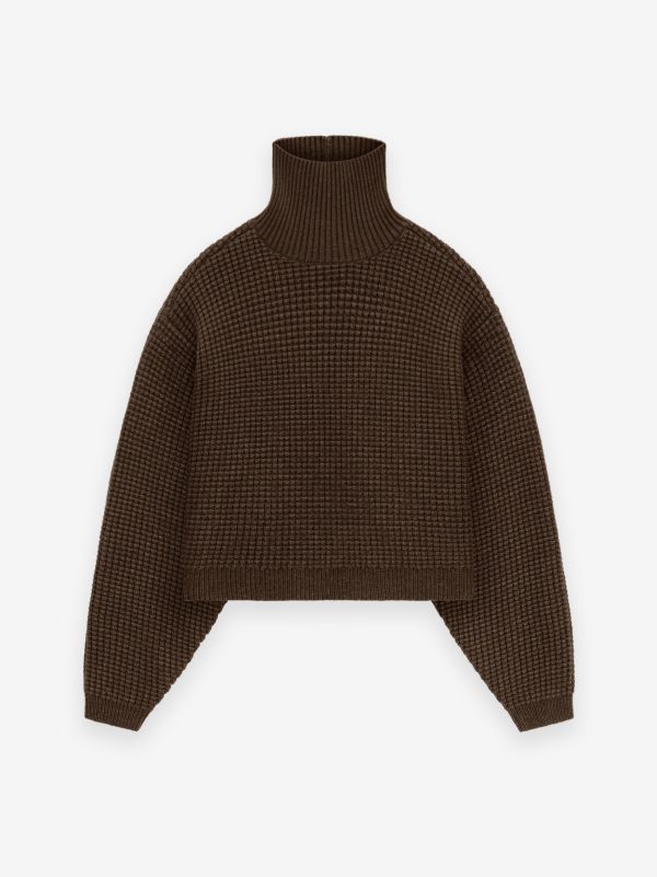 Women s Heavy Waffle Cropped Turtleneck Online