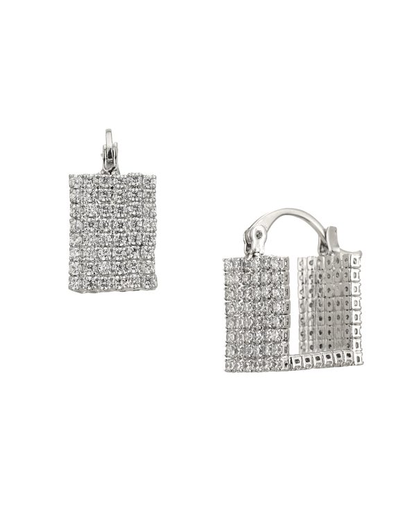 Rhodium Plated Cz Square Drop Earring For Women Online Hot Sale