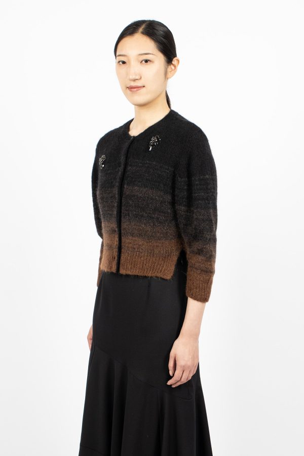 Embellished Knit Cardigan Chocolate Ombré Jet Online now