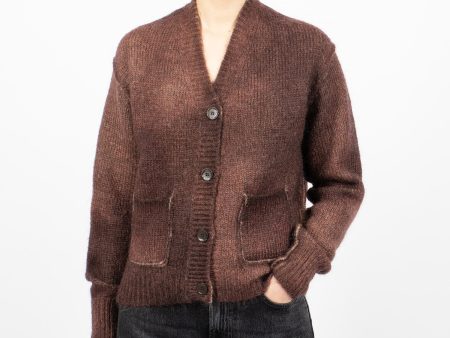 Sprayed Mohair Cardigan Rust Red Discount