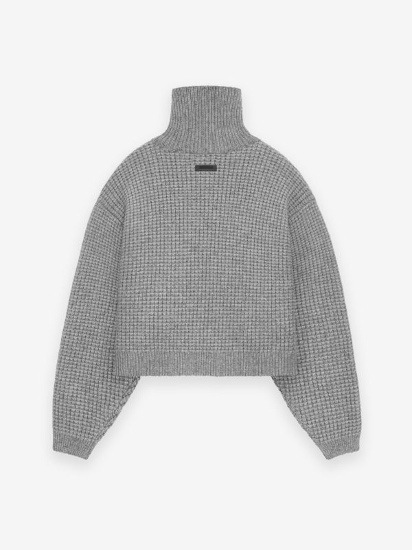 Womens Heavy Waffle Cropped Turtleneck For Cheap