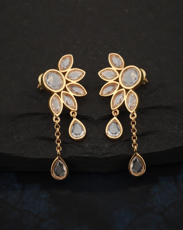 Carlton London Gold Plated Cz Floral Drop Earring For Women Supply