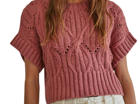 Cali Short Sleeve Crochet Knit Sweater Hot on Sale