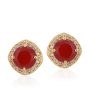 Carlton London Gold Plated Maroon Stone Geometric Stud Earring For Women Supply