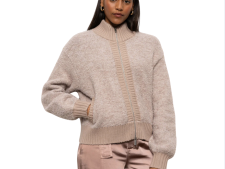 Boucle Knit Bomber Sweater For Sale