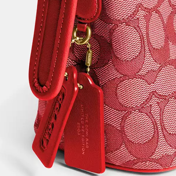 Coach Signature Jacquard Demi Shoulder Bag - Sport Red Online Hot Sale