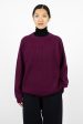 Ribbed Raglan Crewneck Plum For Sale