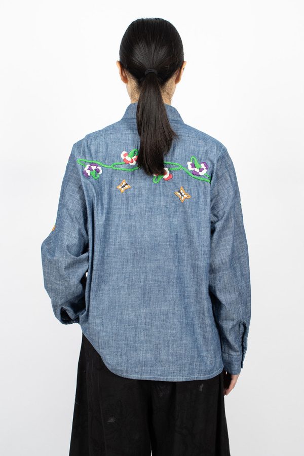 One-Up Shirt Chambray Embroidery Online Hot Sale