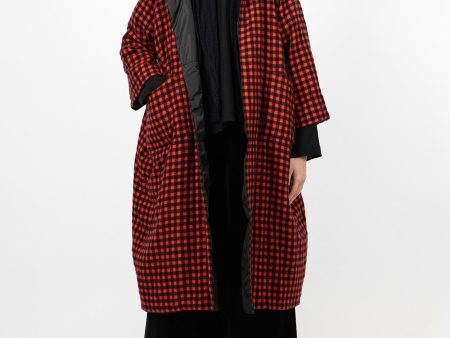 Quilted Reversible Coat Black Red Supply