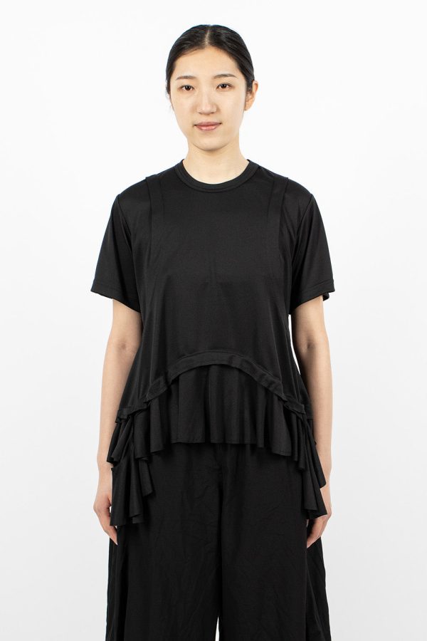 Ruffled Hem T-Shirt Black Supply