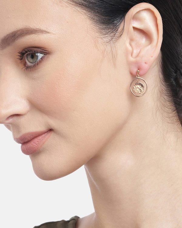 Carlton London 18Kt Rose Gold Plated Circular Drop Earrings on Sale